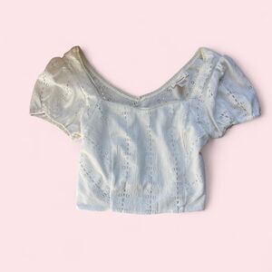 Women's White Lace Crop-top